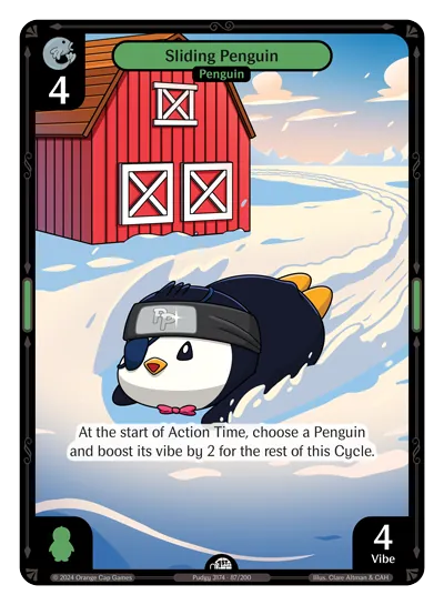 Sliding Penguin - Common Green Character Vibes TCG card