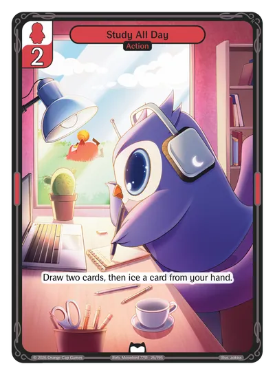 Study All Day Study All Day - Common Red Action Vibes TCG card