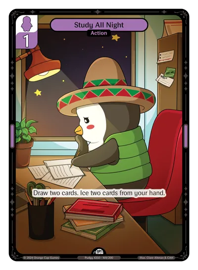 Study All Night Study All Night - Common Purple Action Vibes TCG card