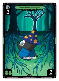 Green Wizard Penguin Green Wizard Penguin - Uncommon Green Character Vibes TCG card