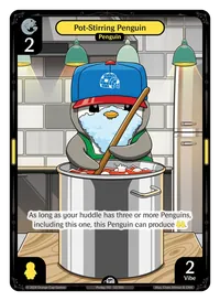 Pot-Stirring Penguin Pot-Stirring Penguin - Common Yellow Character Vibes TCG card