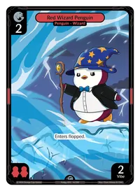 Red Wizard Penguin Red Wizard Penguin - Uncommon Red Character Vibes TCG card