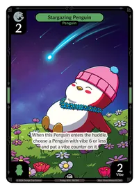Stargazing Penguin Stargazing Penguin - Common Green Character Vibes TCG card