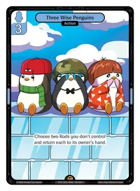 Three Wise Penguins Three Wise Penguins - Rare Blue Action Vibes TCG card
