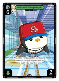 Window-Washing Penguin Window-Washing Penguin - Common Green Character Vibes TCG card