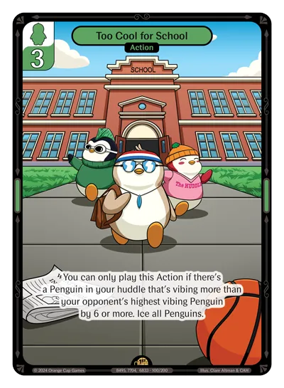Too Cool for School - Rare Green Action Vibes TCG card