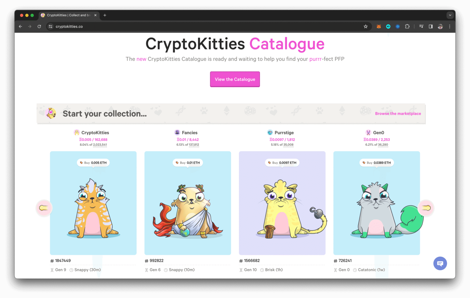 Crypto Kitties gameplay screenshot 2 – Breeding crypto game on Ethereum