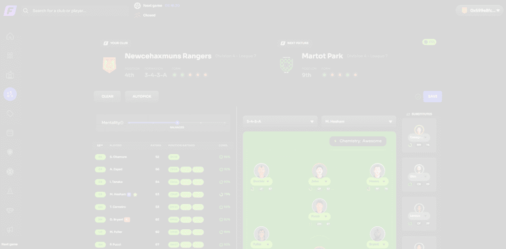 Footium gameplay screenshot 1 – COLLECTIBLE crypto game on Ethereum