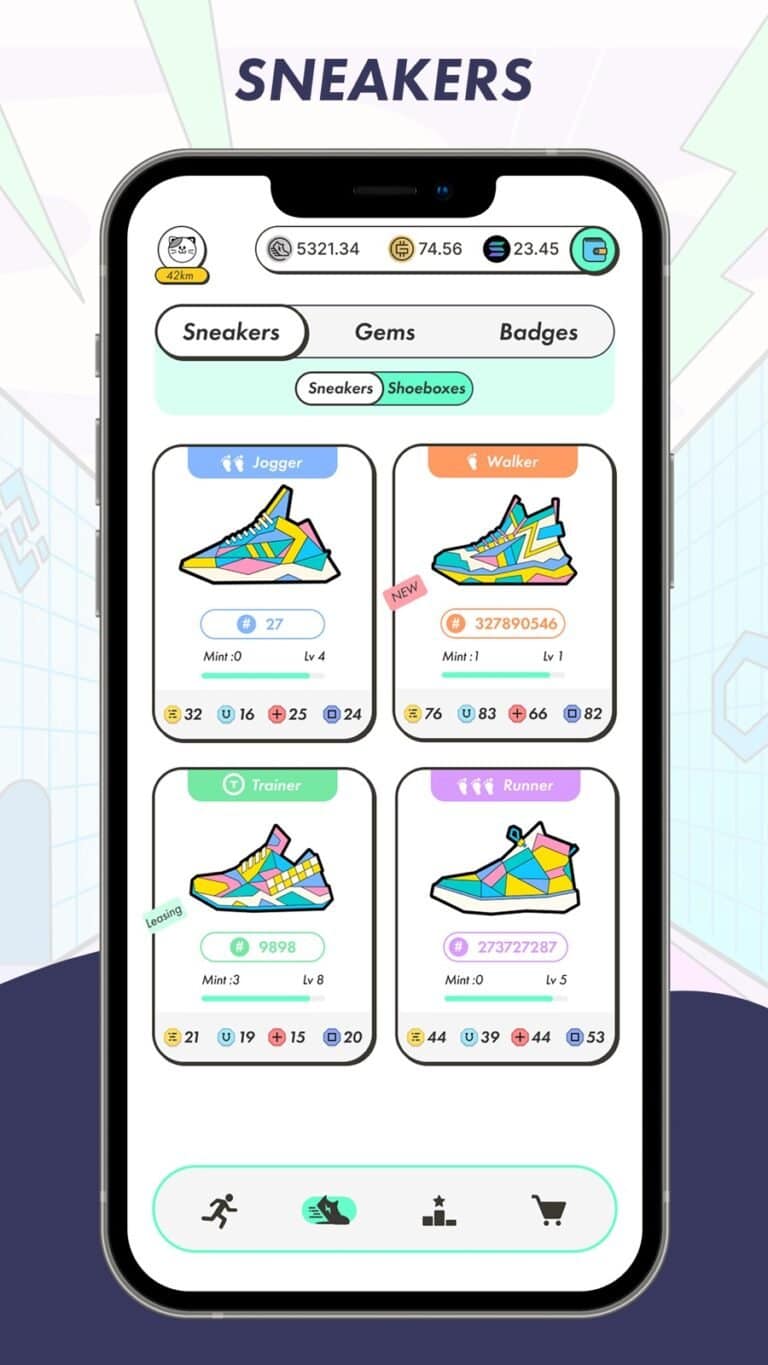 STEPN gameplay screenshot 4 – COLLECTIBLE crypto game on Solana
