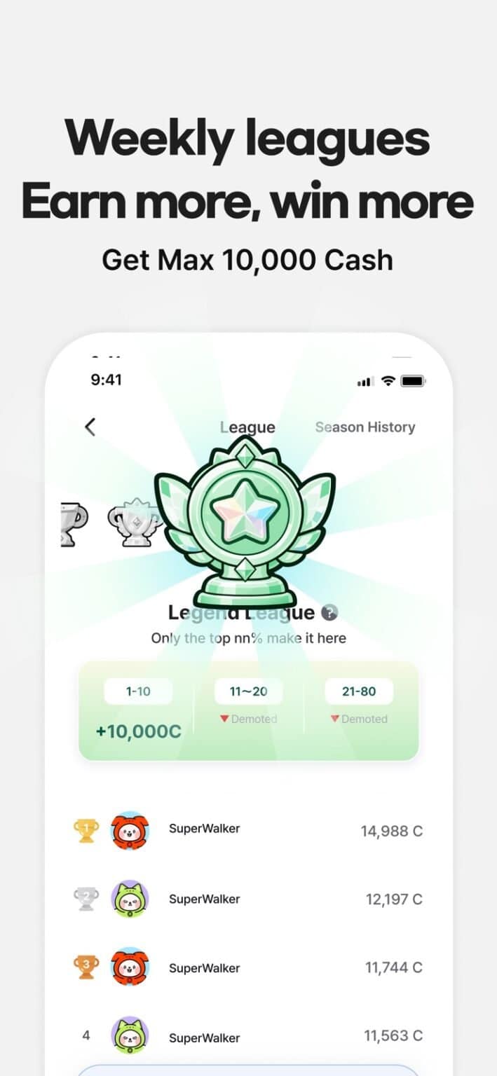 SuperWalk gameplay screenshot 4 – Fitness crypto game on Klaytn