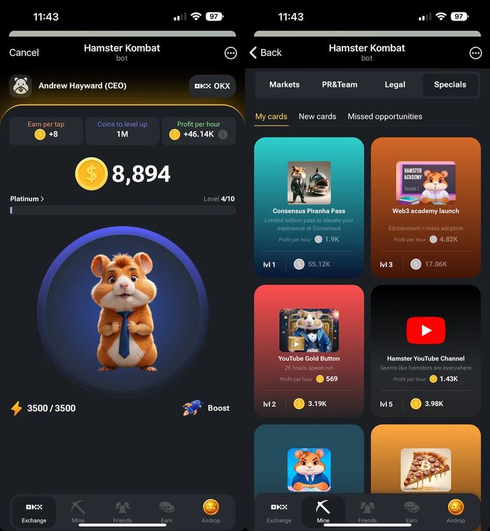 Hamster Kombat gameplay screenshot 1 – Collectible crypto game on TON