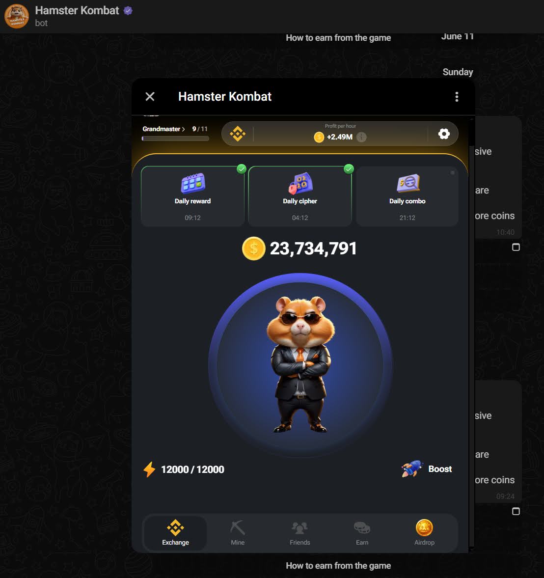 Hamster Kombat gameplay screenshot 3 – Collectible crypto game on TON