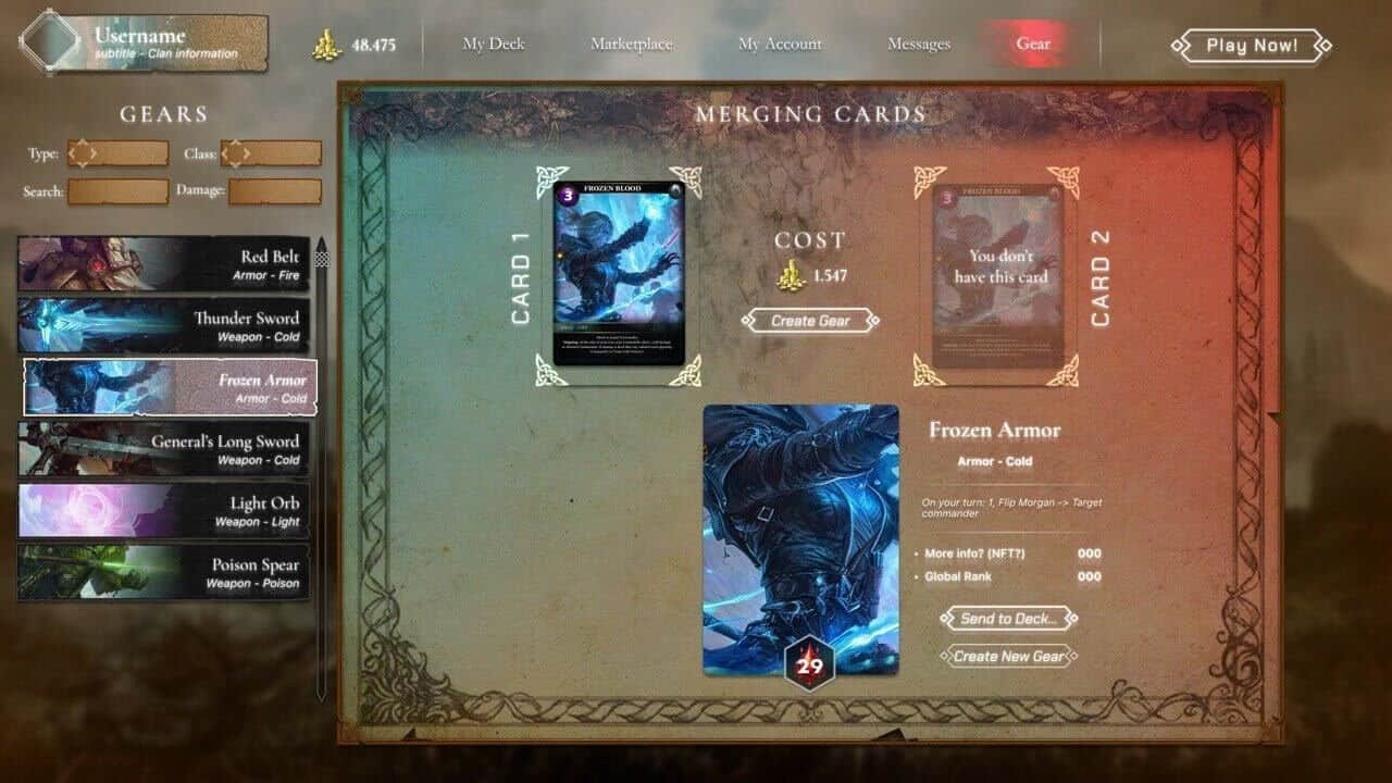 Wargrum gameplay screenshot 3 – Card Games crypto game on Cardano