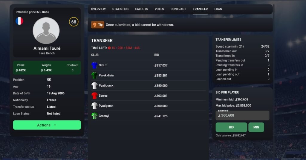 Soccerverse Review Part 3 – More Transfers, Failed Tactics & Preparing for Olympiacos Soccerverse Review Part 3 – More Transfers, Failed Tactics & Preparing for Olympiacos