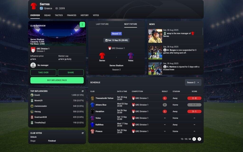 Soccerverse Review Part 2 – Team Management, Transfers, Tactics & First Match Soccerverse Review Part 2 – Team Management, Transfers, Tactics & First Match