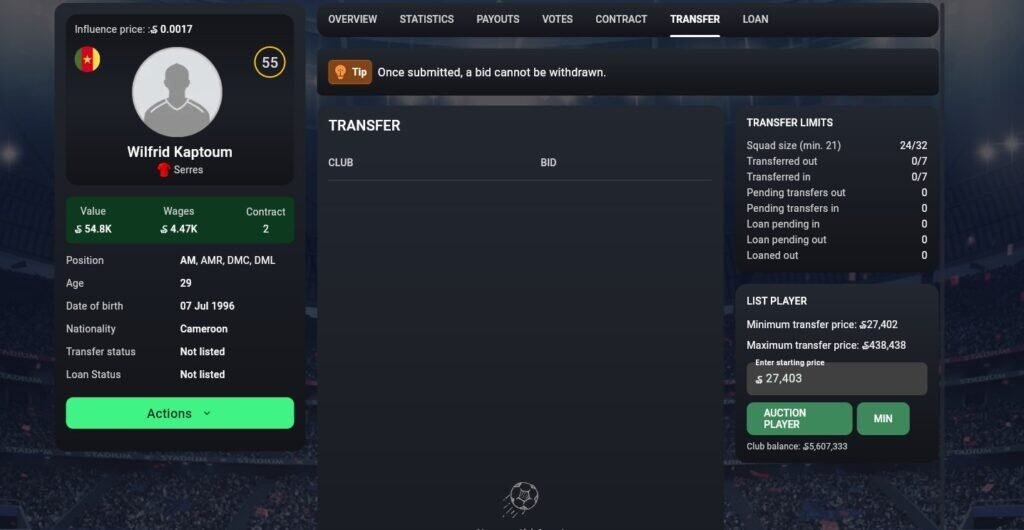 Soccerverse Review Part 2 – Team Management, Transfers, Tactics & First Match Soccerverse Review Part 2 – Team Management, Transfers, Tactics & First Match