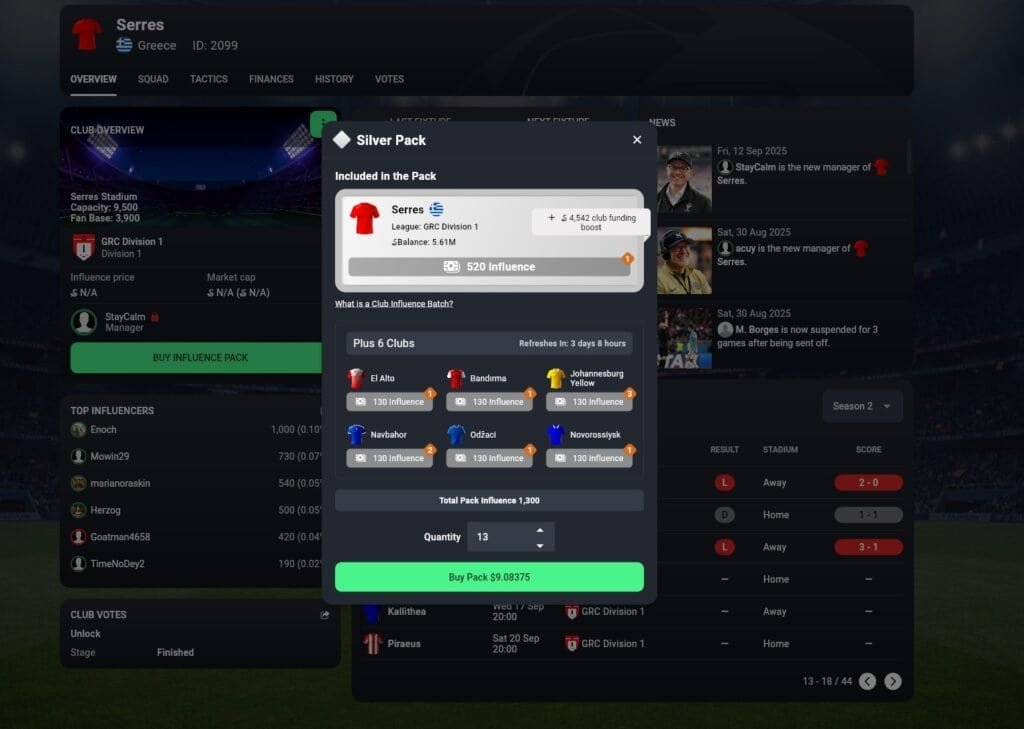 Soccerverse Review Part 2 – Team Management, Transfers, Tactics & First Match Soccerverse Review Part 2 – Team Management, Transfers, Tactics & First Match