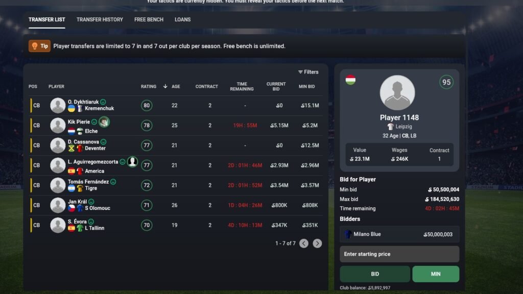 Soccerverse Review Part 3 – More Transfers, Failed Tactics & Preparing for Olympiacos Soccerverse Review Part 3 – More Transfers, Failed Tactics & Preparing for Olympiacos