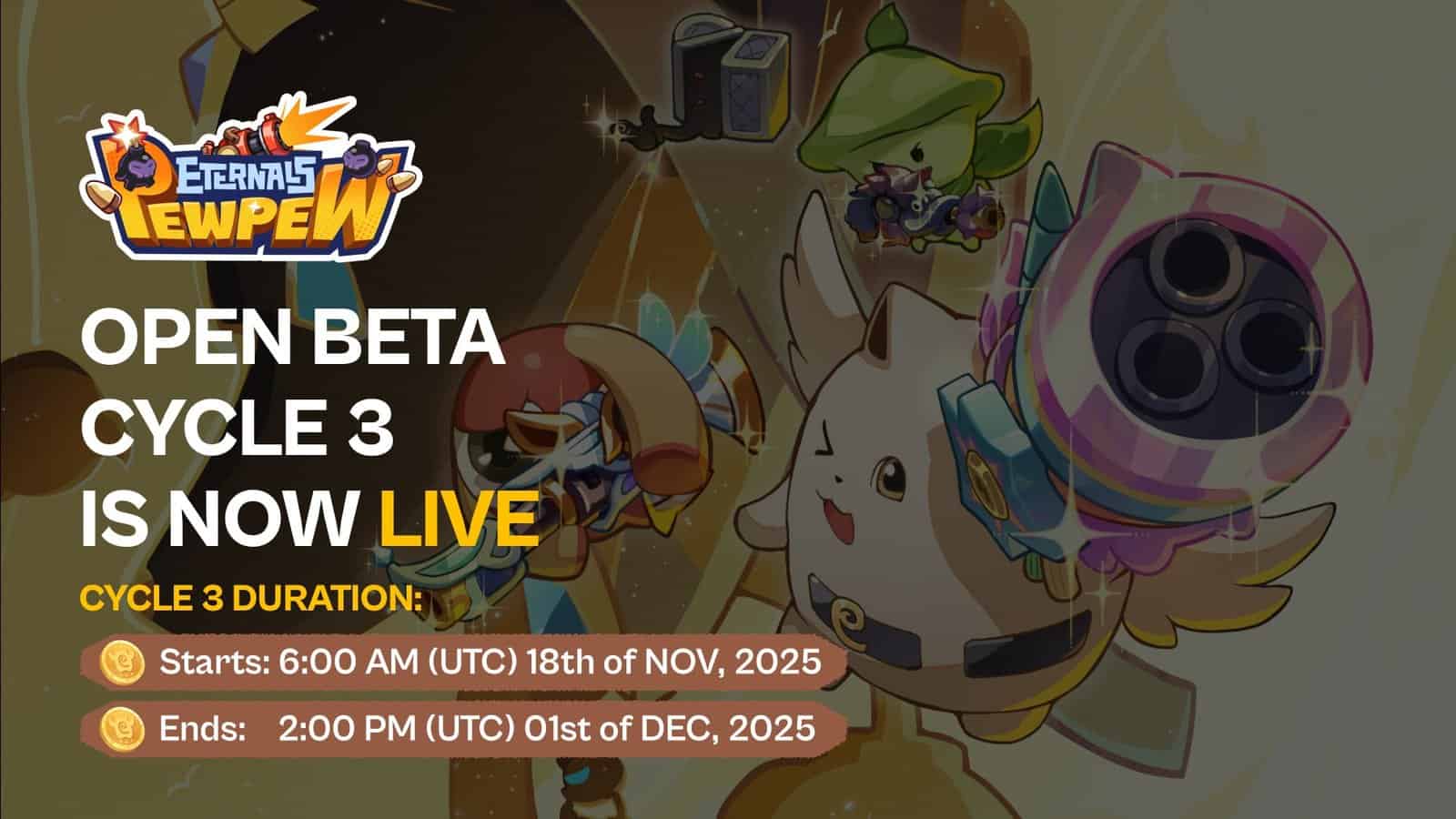 "Eternals Pew Pew Open Beta Cycle 3: Explore, Play, and Earn Rewards"