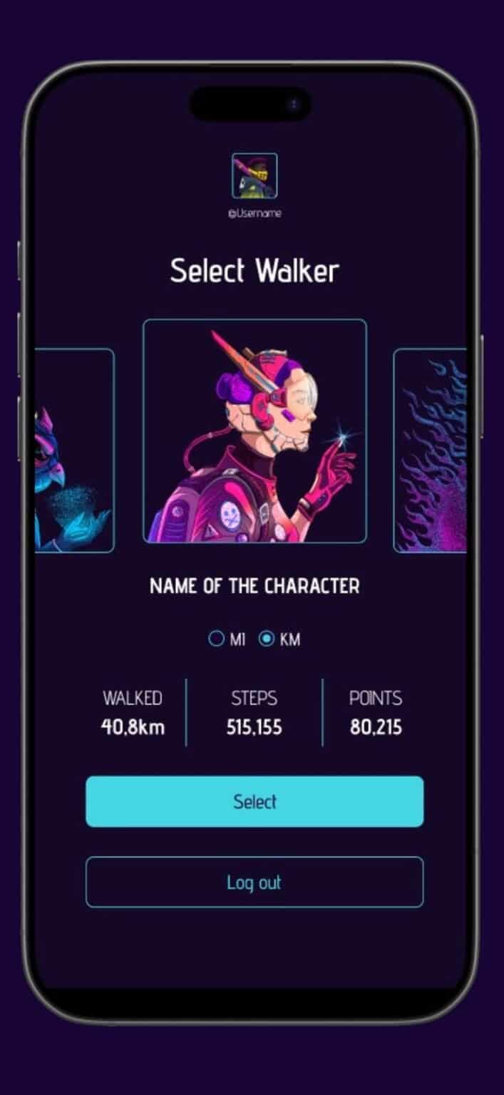 Walkers gameplay screenshot 1 – Fitness crypto game on Cardano