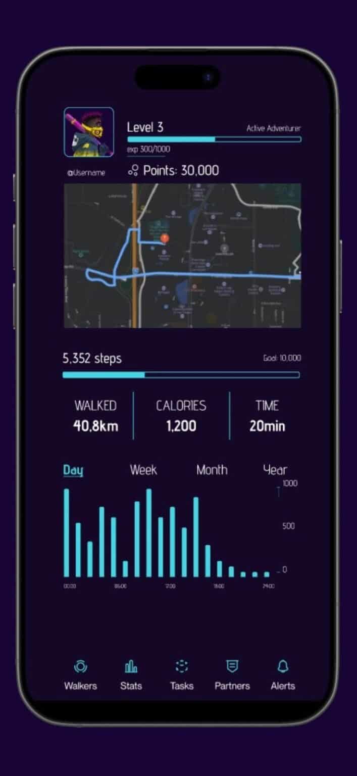 Walkers gameplay screenshot 2 – Fitness crypto game on Cardano