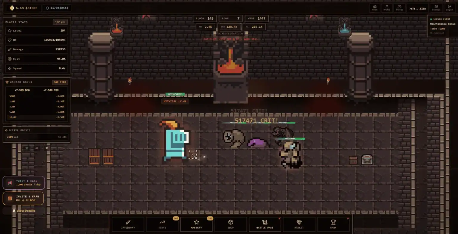 Sol Siege gameplay screenshot 5 – NFT Idle Games crypto game on Solana