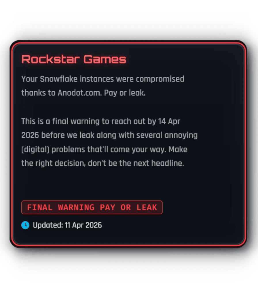 ShinyHunters claims Rockstar Games breach, sets April 14 ransom deadline ahead of GTA 6 launch