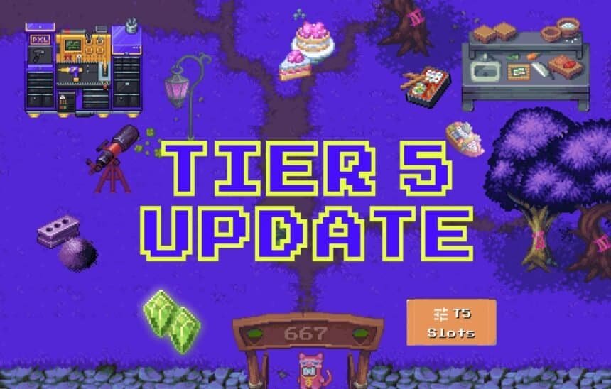 Pixels Release Tier 5 Update with NFT land Slot Deeds, Deconstructor overhaul