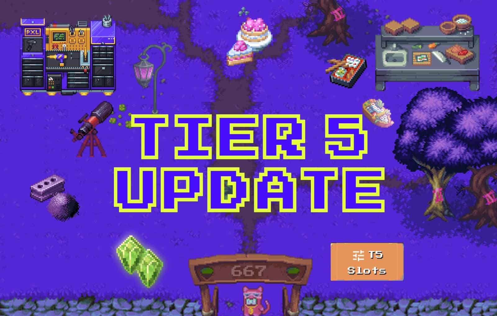 Pixels Release Tier 5 Update with NFT land Slot Deeds, Deconstructor overhaul