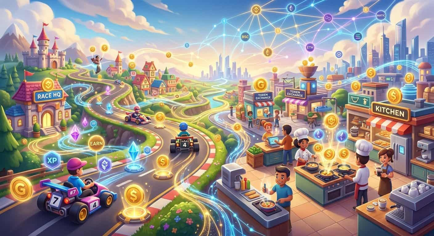 BPMG invests in classic game IP to drive web3 adoption Characters in a vibrant digital world earn cryptocurrency through racing and cooking, connected by a blockchain network