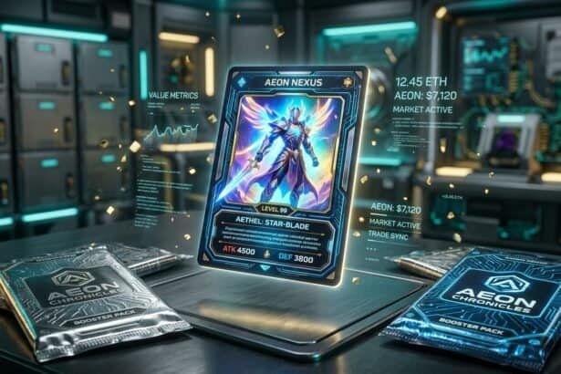 Aeon Nexus digital trading card for Aethel: Star-Blade, Level 99, with 4500 ATK and 3800 DEF, shown with market value metrics
