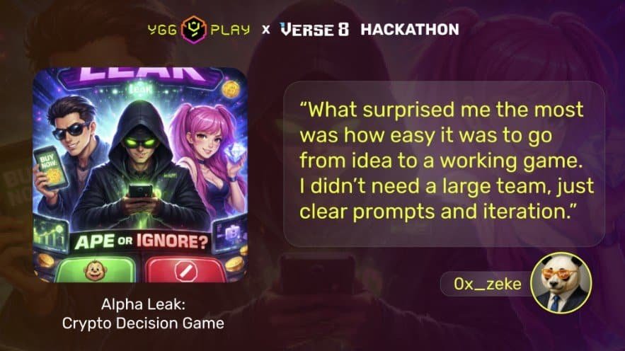 120 Teams Built Playable Games at YGG Play x Verse8 Hackathon Using Vibe Coding, Most With no Programming Background 120 Teams Built Playable Games at YGG Play x Verse8 Hackathon Using Vibe Coding, Most With no Programming Background