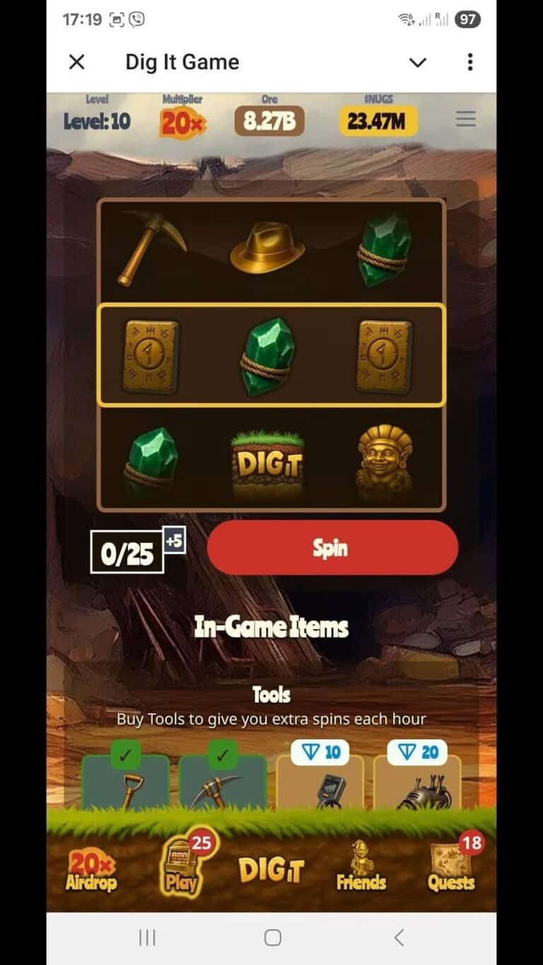 Dig It Gold Game gameplay screenshot 2 – DeFi crypto game on TON