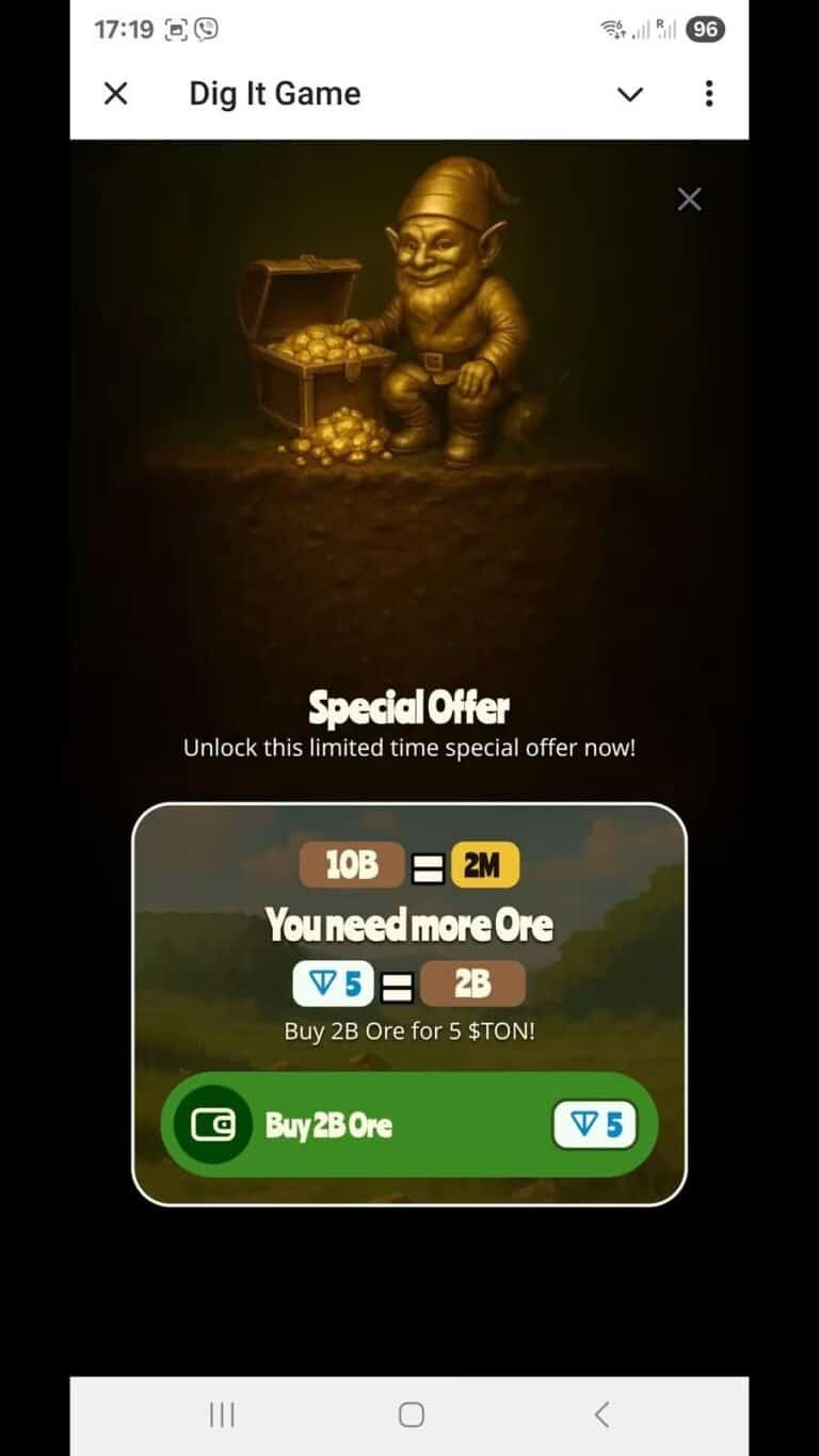 Dig It Gold Game gameplay screenshot 3 – DeFi crypto game on TON