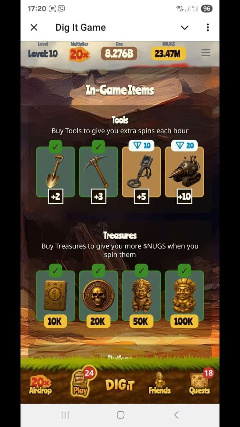 Dig It Gold Game gameplay screenshot 4 – DeFi crypto game on TON