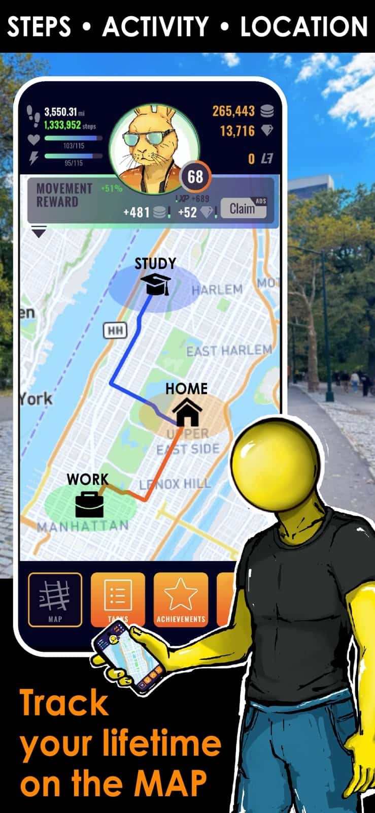 Life2app gameplay screenshot 1 – Move-to-Earn crypto game on BNB Chain