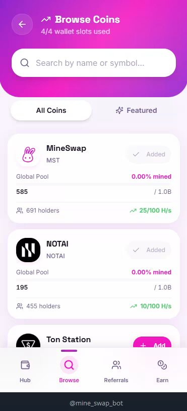 MineSwap gameplay screenshot 2 – Mining crypto game on BNB Chain