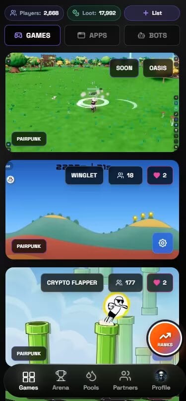 PairPunk gameplay screenshot 1 – Minigame crypto game on Solana