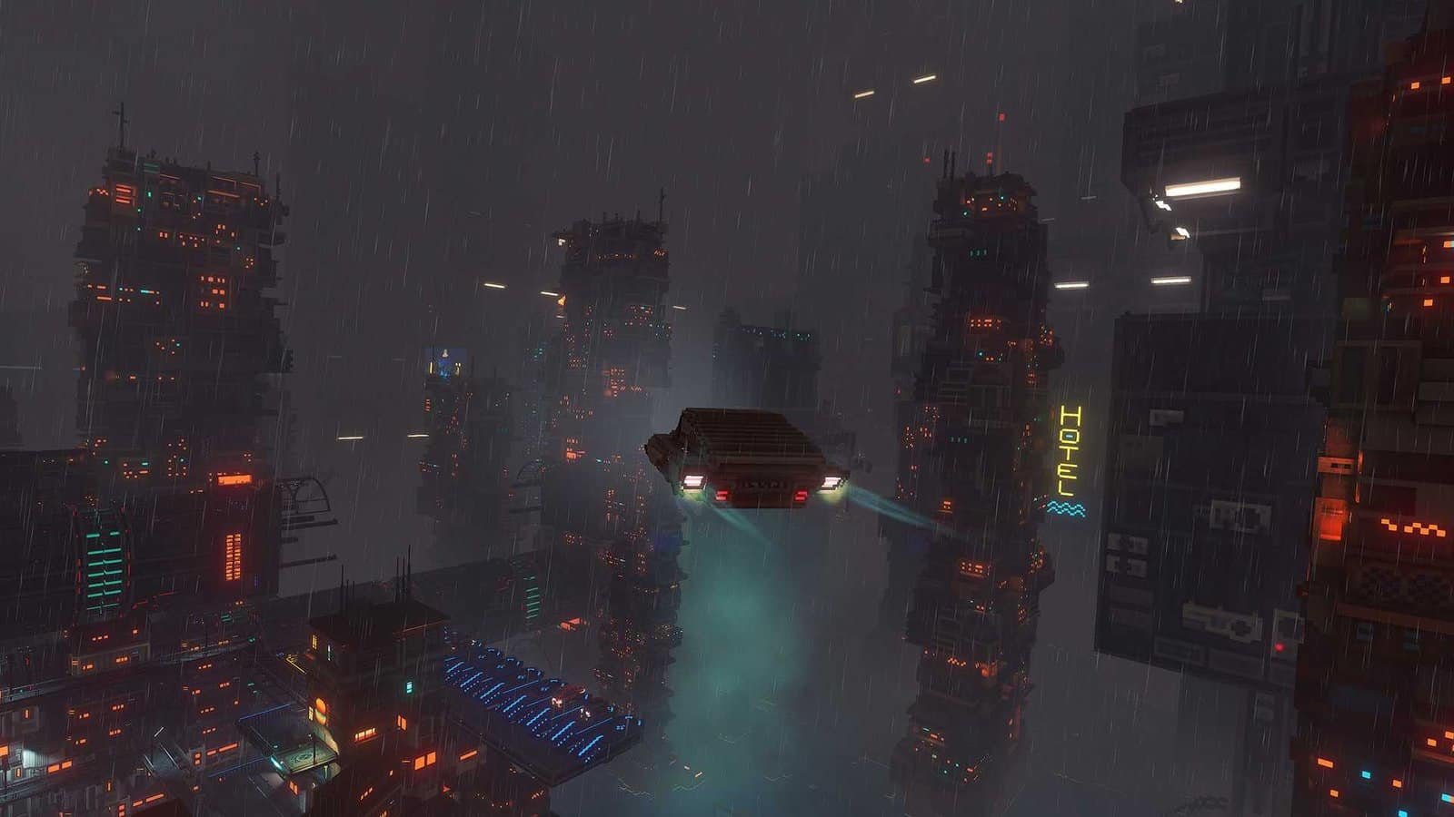 Image shows gameplay from Cloudpunk