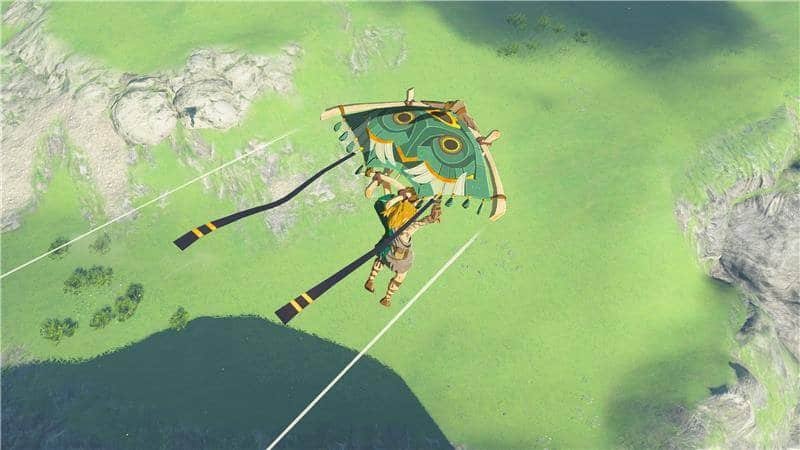 Image shows the exclusive paraglider in Zelda: Tears of the Kingdom