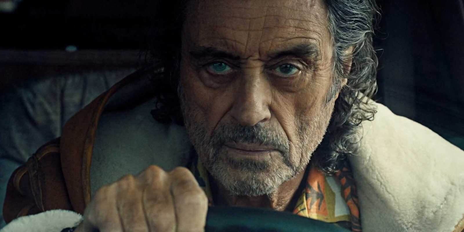 Mr. Wednesday (Ian McShane) driving a car in American Gods