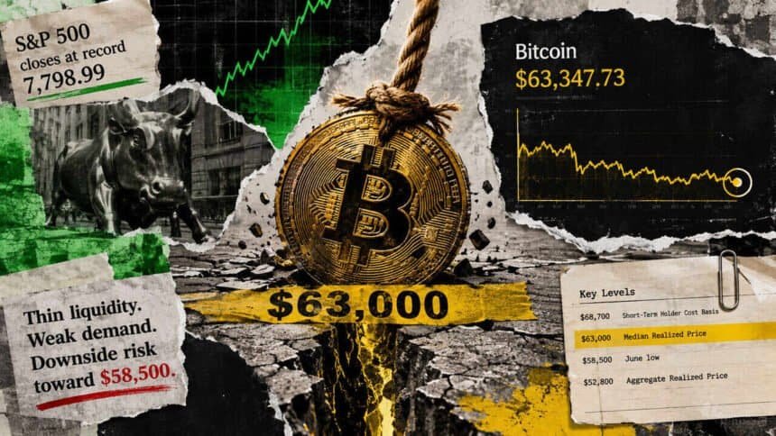 Bitcoin stuck near $63,000 shows how thin its bid has gotten while the S&P 500 prints a record
