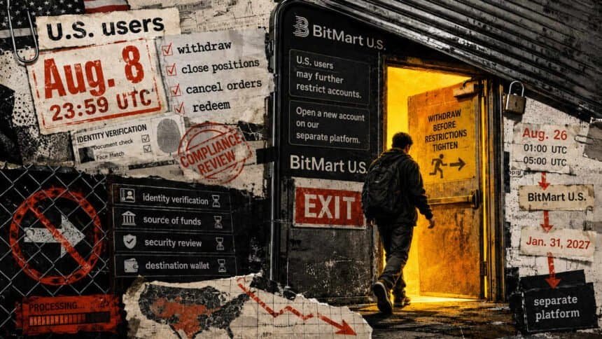 BitMart gives US users days to withdraw crypto before new compliance checks risk freezing assets