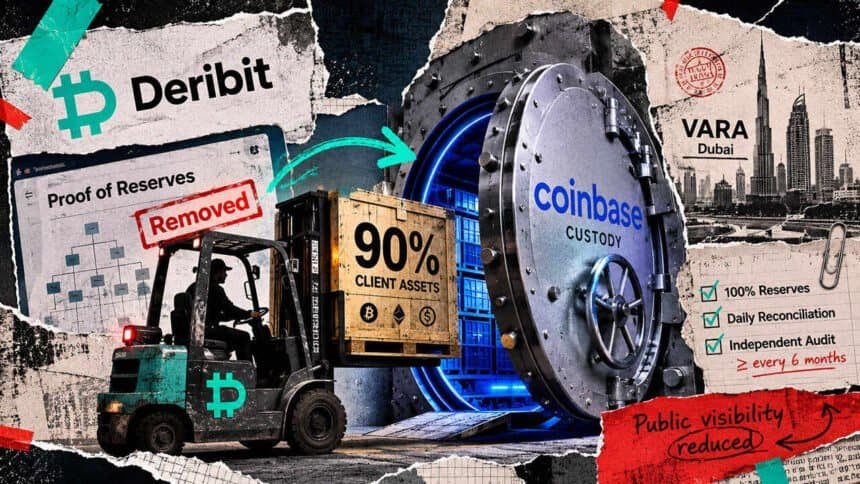 Deribit shifted 90% of client assets to Coinbase, then pulled its daily proof-of-reserves check