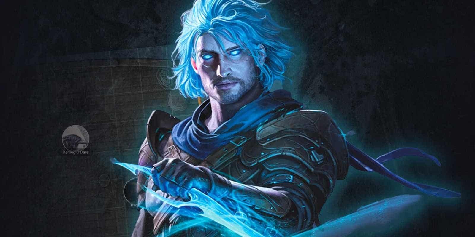 A rogue from Dungeons & Dragons in front of a battle map in D&D Beyond.