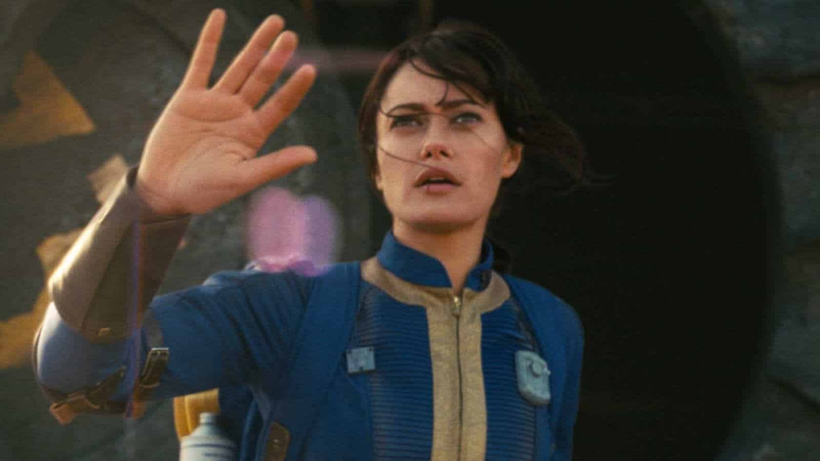 Lucy steps outside in Fallout