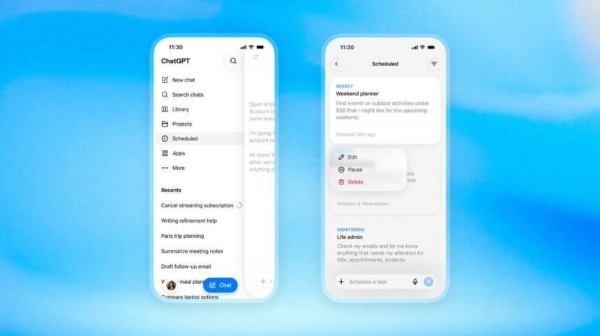 Free ChatGPT accounts finally get the upgraded task scheduler