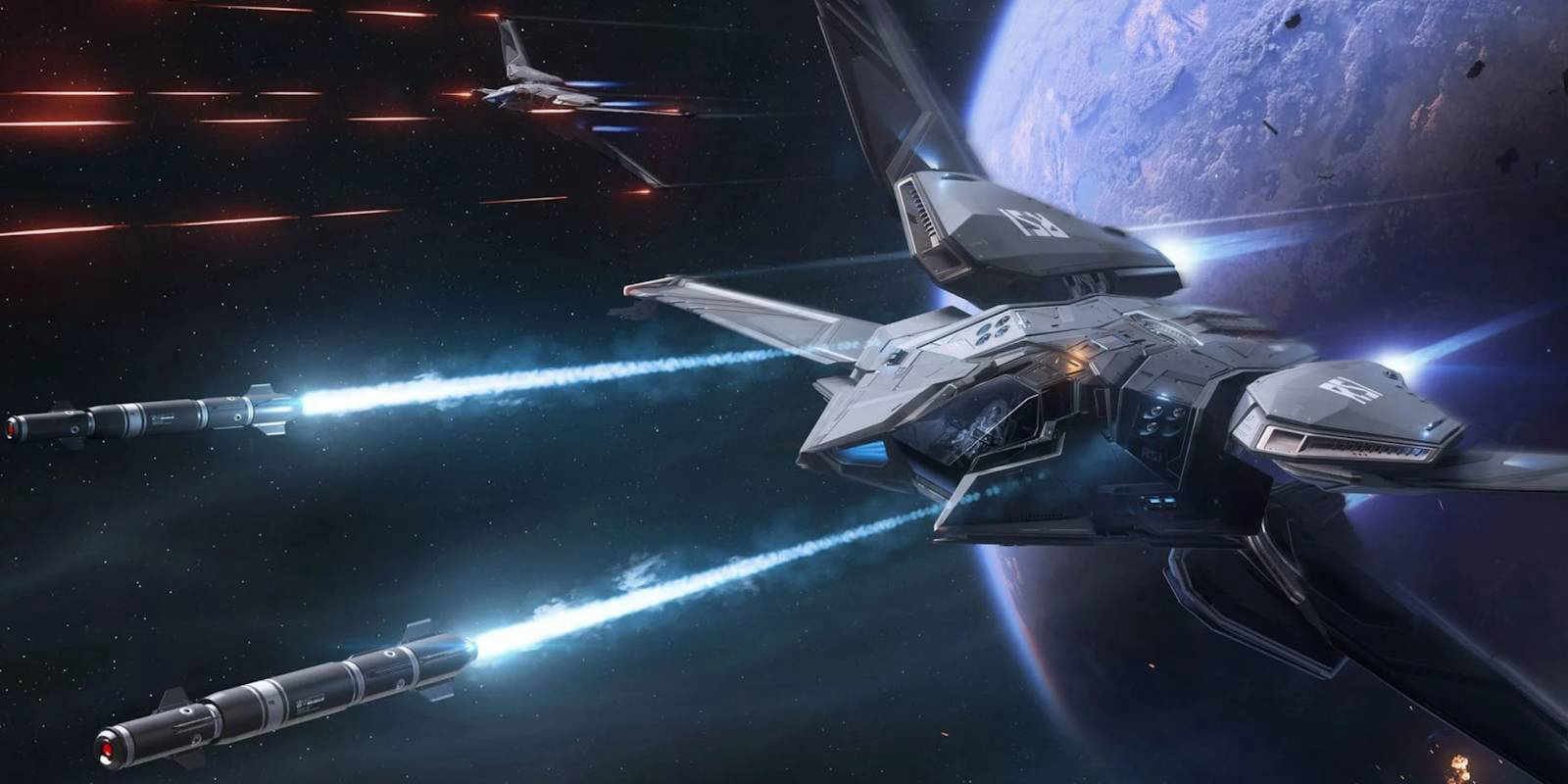 Star Citizen ship shooting torpedos