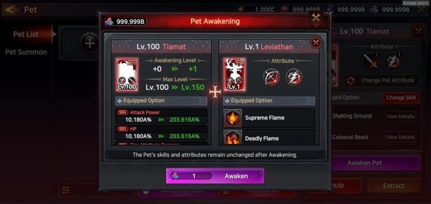 Immortal Rising 2 turns on Pet Awakening, pushing the pet level cap to 400