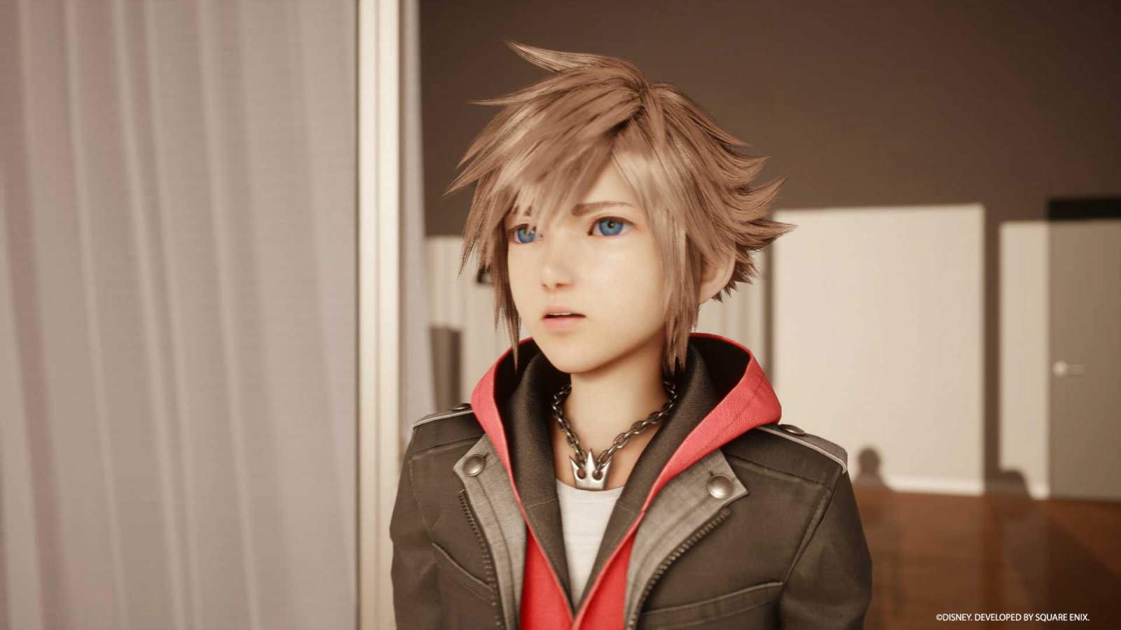 Sora looks out upon Quadratum from a balcony in the first trailer for Kingdom Hearts 4